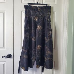 Ivan Idland Wide Leg Brown With Gold Embroidery & Pockets Medium High-waisted